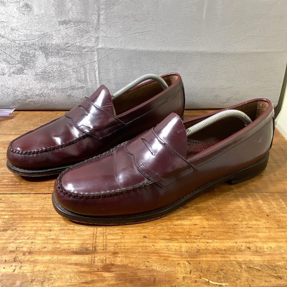 GH Bass Weejuns Logan Burgundy Leather Penny Loafers Mens 11.5 D Slip On Shoes